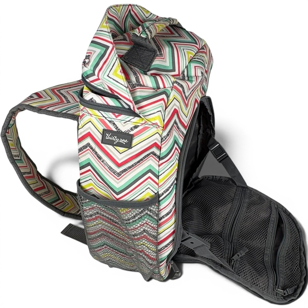 Thirty-One Chevron Zigzag Backpack Organizer Bag with Removable Dividers Multi